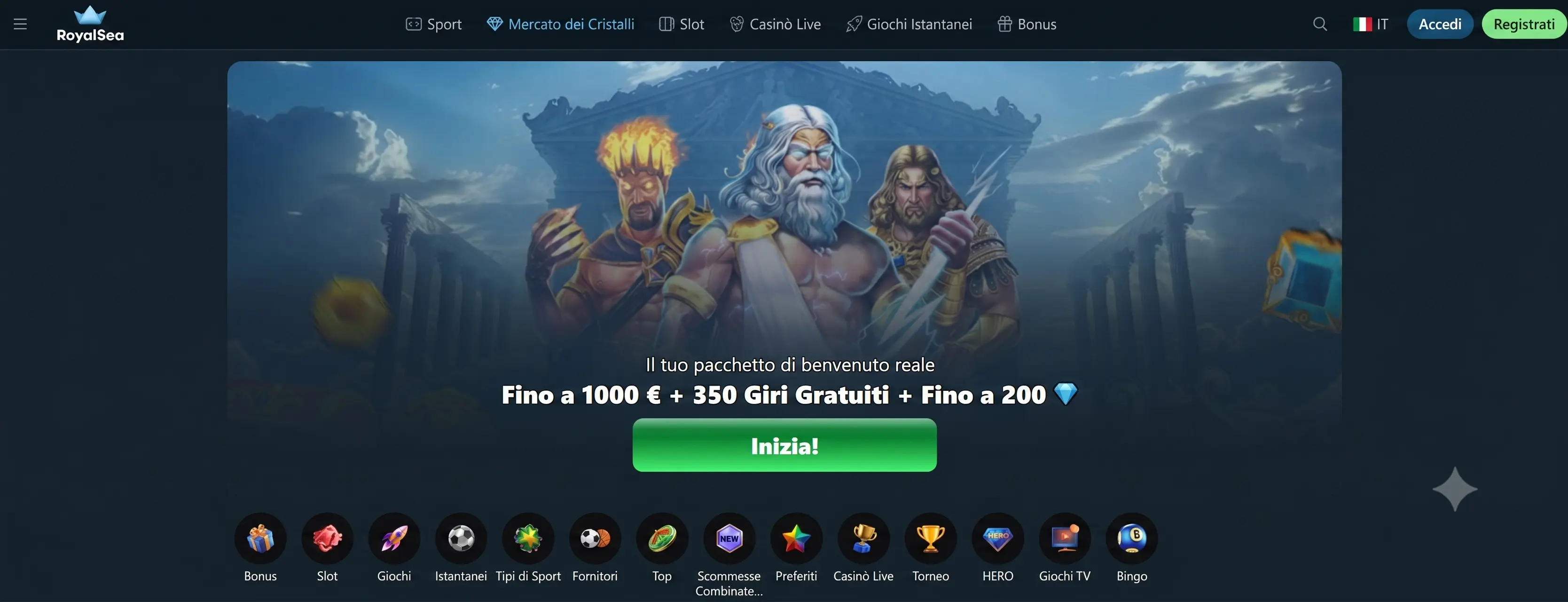 Bonus di benvenuto di RoyalSea Casino