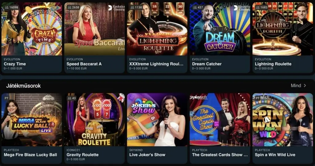 Tavoli live di RoyalSea Casino con croupier dal vivo